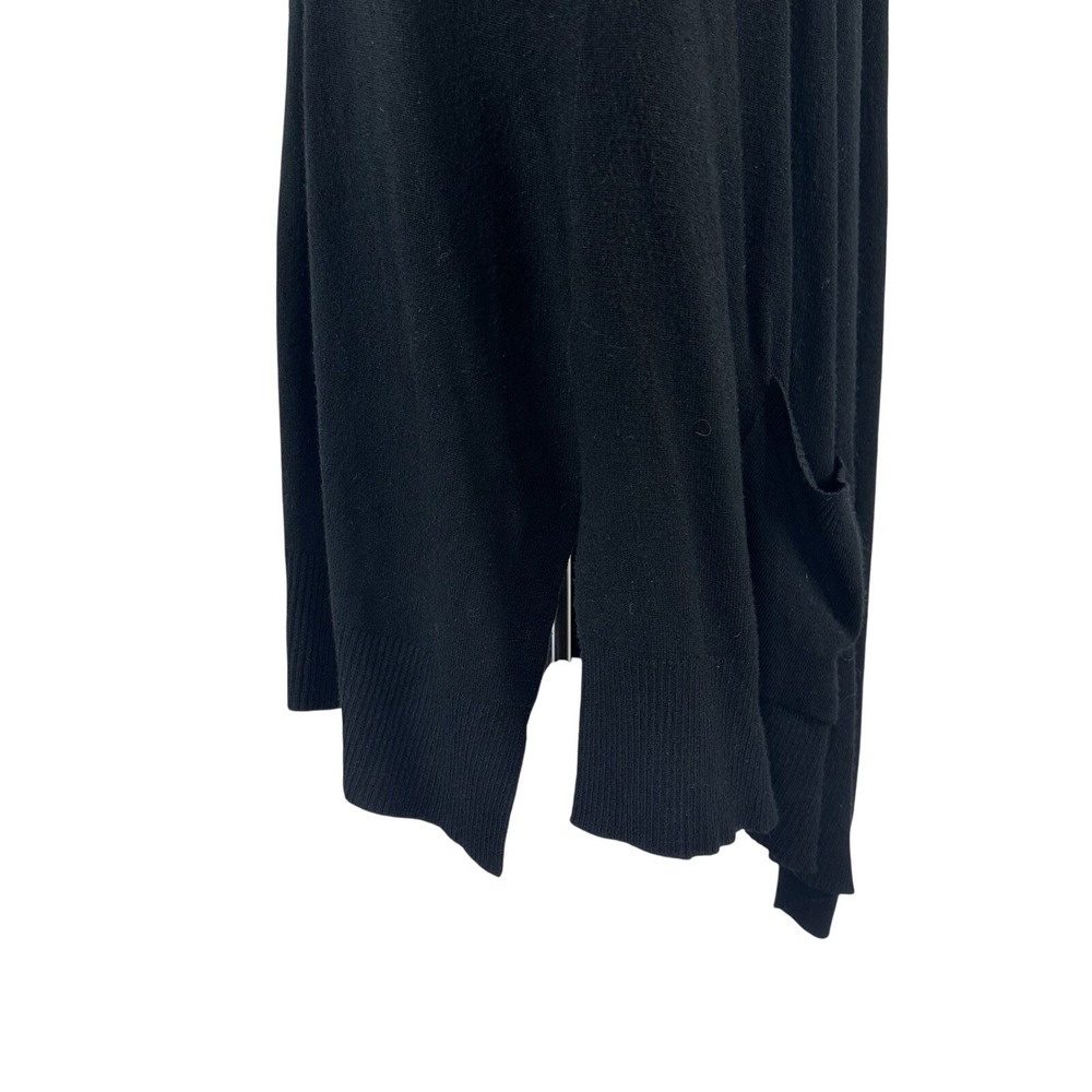 Chico's‎ Long Sleeve Open Front Waterfall Cardigan Sweater Slits Black Women's 2 - Picture 6 of 10